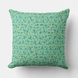 Coussin pluie de printemps, forêt aqua et points verts mer