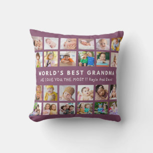 Coussin Plum Meilleure Grand-mère du Monde Petits-enfants 