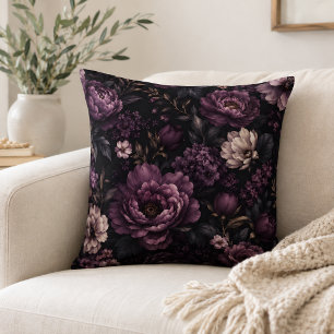 Coussin Plum Noir Floral