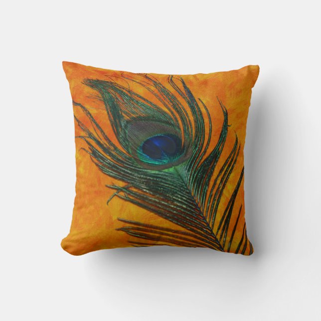 Coussin Plume de paon avec l'orange (Recto)