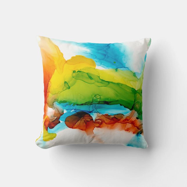 Coussin Plume primaire - aquarelles (Recto)