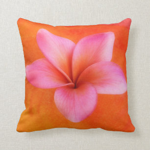 Coussin Plumeria violette rose Fleur Orange Arrière - pla