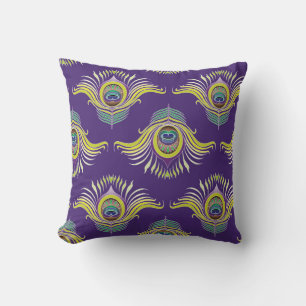 Coussin Plumes de paon : arrière - plan vintage sans soudu
