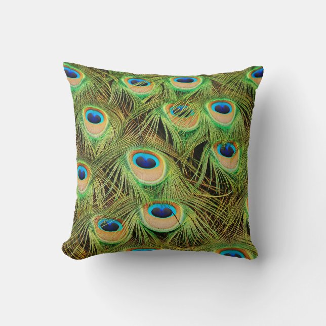 Coussin Plumes de paon colorées (Recto)