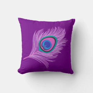 Coussin Plumes de paon orchidée sur Amethyst violet