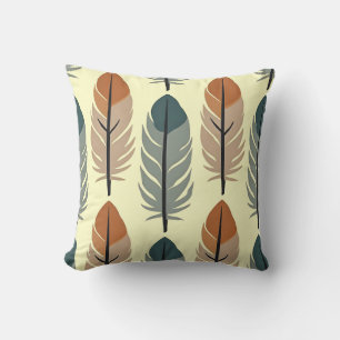 Coussin Plumes de tonalité terrestre moderne Lancer l'orei