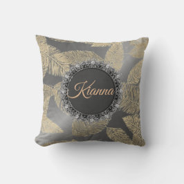 Coussin Plumes d'or sur argent lisse Personnalisé