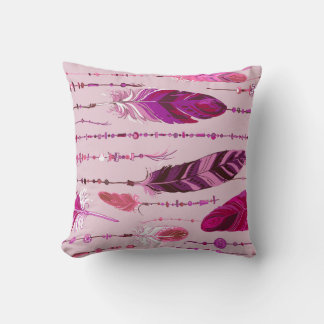 Coussin Plumes ethniques : Motif de couleur vive.
