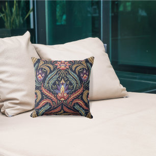 Coussin Plumes Feuilles Florales Faux Tapisserie multicolo