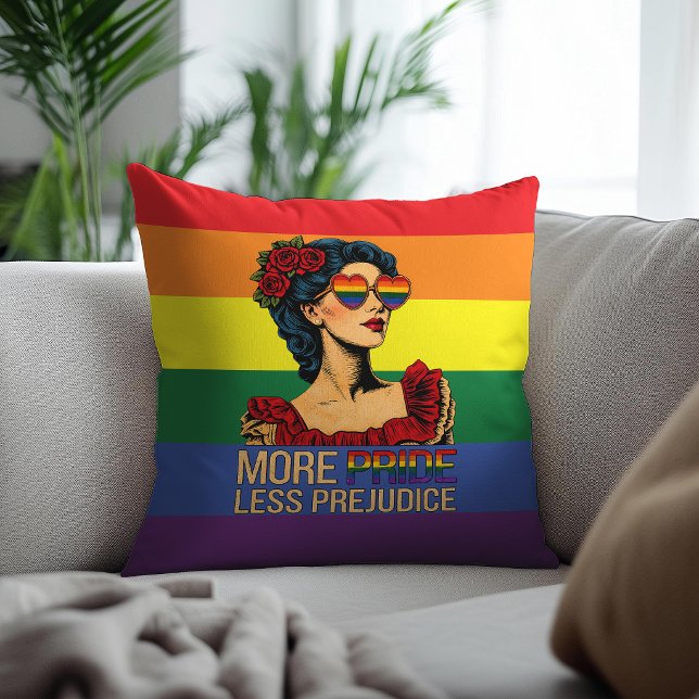 Coussin Plus de fierté moins de préjugés Mois de la fierté (Créateur téléchargé)