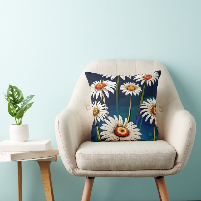 Coussin Plus de marguerites : Plaisirs floraux et joie (Chaise)