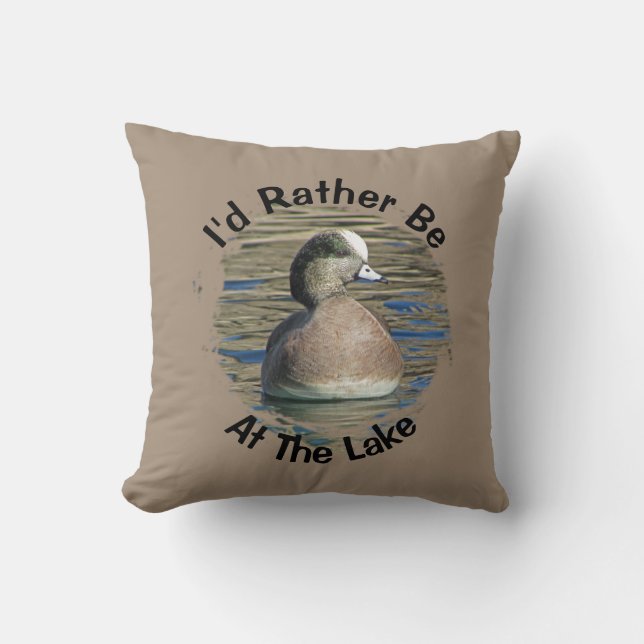 Coussin Plutôt Être Au Lac Américain Wigeon Nature Wild Bi (Recto)