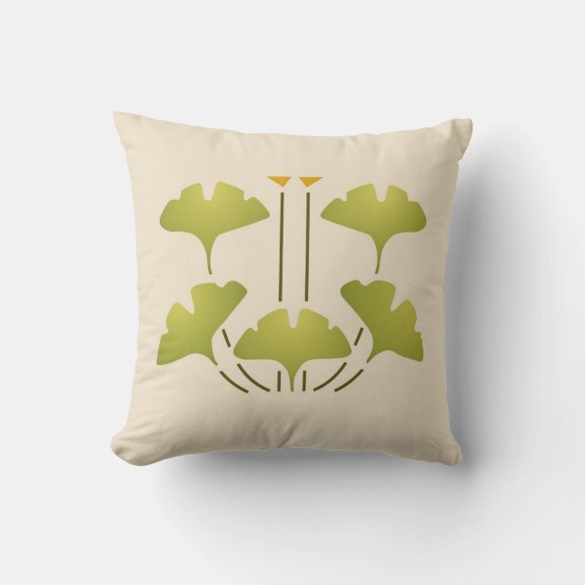 Coussin Pochoir de Ginkgo (Recto)