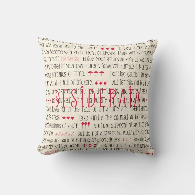 Coussin Poème inspiré de desiderata (Recto)