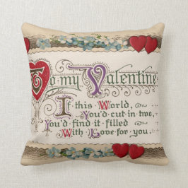 Coussin Poème Saint Valentin aux coeurs