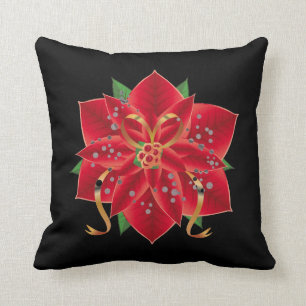 Coussin Poinsettia Coussin-Rouge de jet de Noël