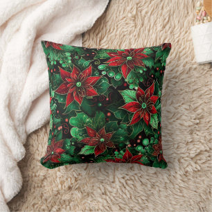 Coussin Poinsettia de couleurs vives