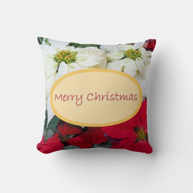Coussin Poinsettia de Joyeux Noël (Recto)