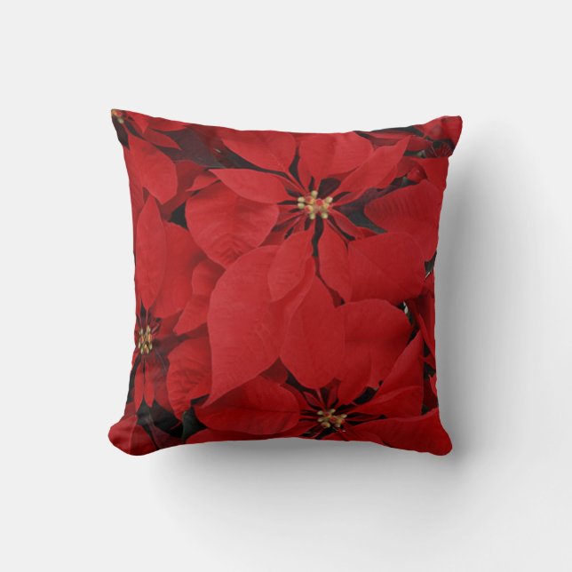 Coussin Poinsettias de Noël (Recto)