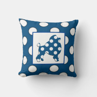 Coussin Point bleu marine et blanc Polka