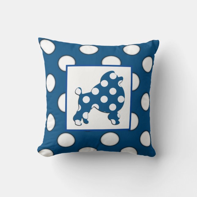 Coussin Point bleu marine et blanc Polka (Recto)