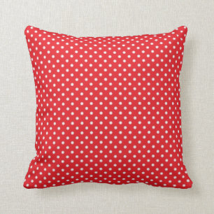 Coussin Point de polka blanc sur l'arrière - plan rouge
