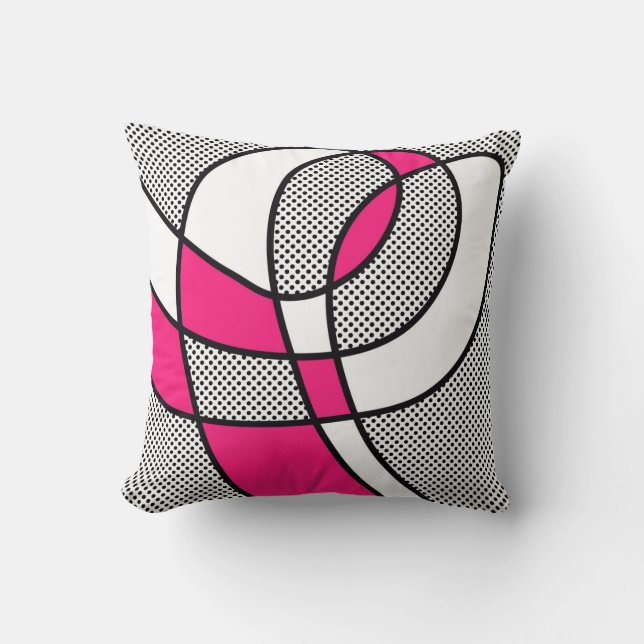 Coussin Point de polka rose et noir et blanc à la mode (Recto)