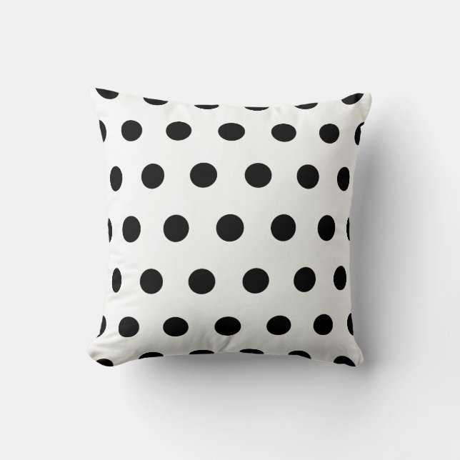 Coussin Point Polka noir et blanc (Recto)