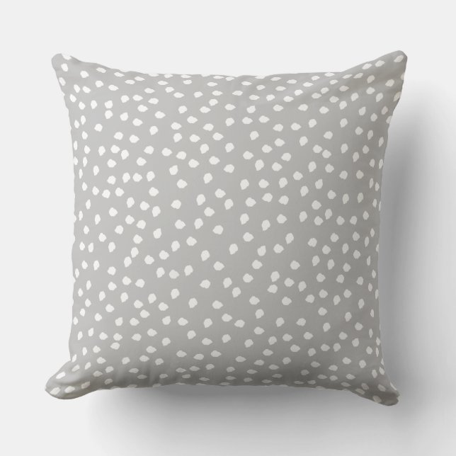 Coussin Pointe Polka minimale Gris et blanc (Recto)