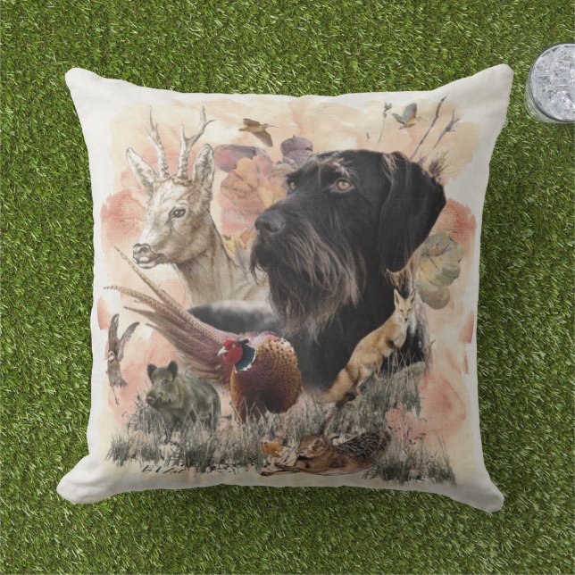 Coussin Pointeur À poils durs allemand (Herbe)