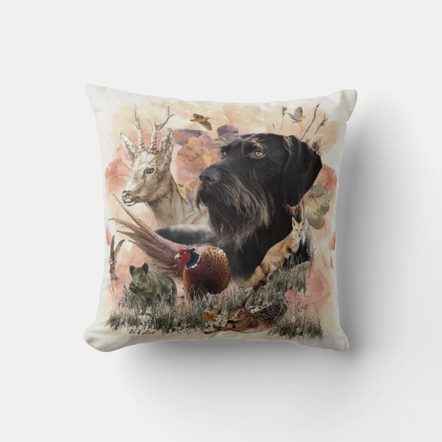 Coussin Pointeur À poils durs allemand (Recto)