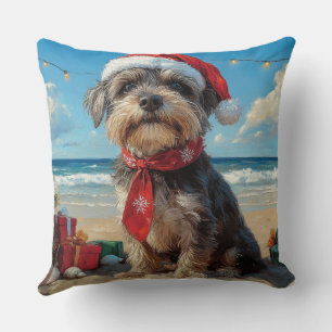 Coussin Pointeur à poils durs Griffon Dog Christmas Beach