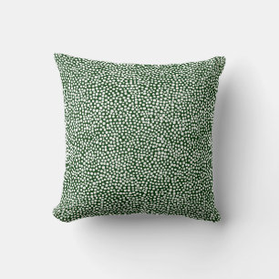 Coussin Points aléatoires - Blanc sur Vert Forêt foncée