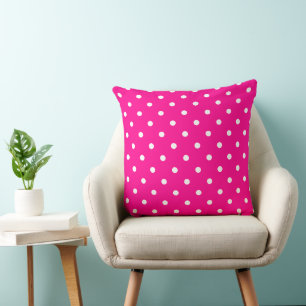 Coussin Points blancs et rose néon chaud