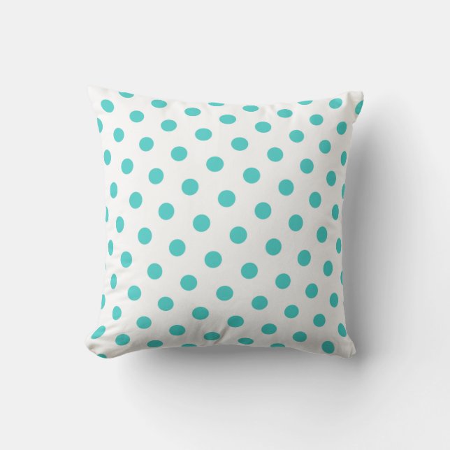 Coussin Points blancs et turquoise moyen (Recto)