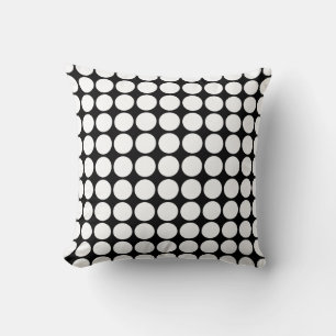 Coussin Points blancs minimaux sur fond noir uni