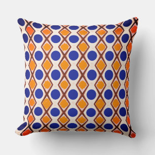 Coussin Points bleus et peinture orange