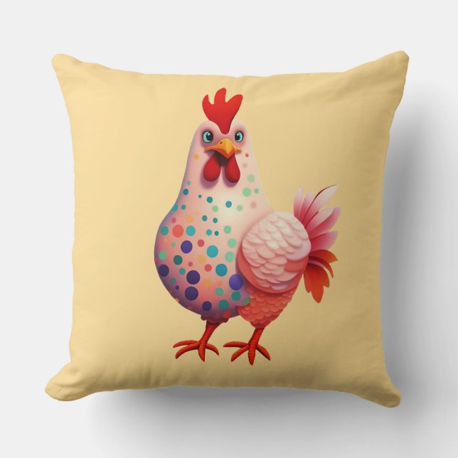 Coussin Points colorés Poulets décorés (Recto)