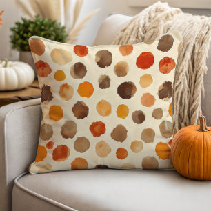 Coussin Points d'aquarelle d'automne sur crème