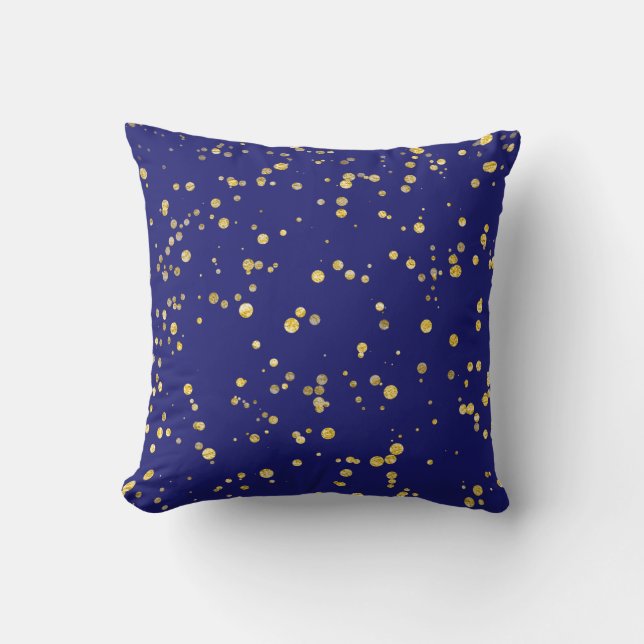 Coussin Points de confettis dorés Bleu de minuit  (Recto)