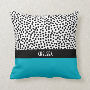Coussin Points de Dalmation avec l'Aqua de Colorblock de