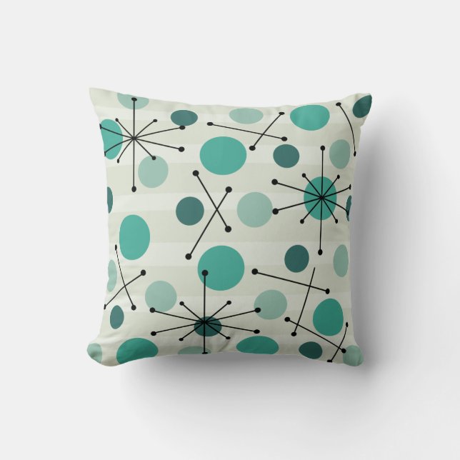Coussin Points De L'Âge Atomique Et Starbursts Aquamarine (Recto)