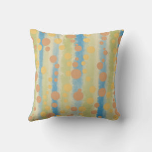 Coussin Points de polka rayés verticaux à l'aquarelle