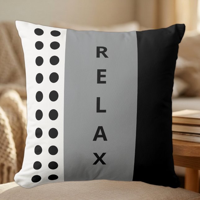 Coussin Points de polka relax noir gris (Créateur téléchargé)