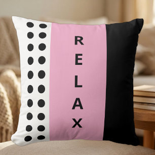 Coussin Points de polka relax noir rose