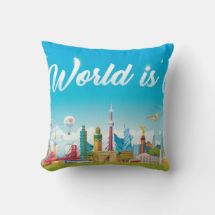 Coussin Points de repère mondiaux : Ensemble Vintage de vo