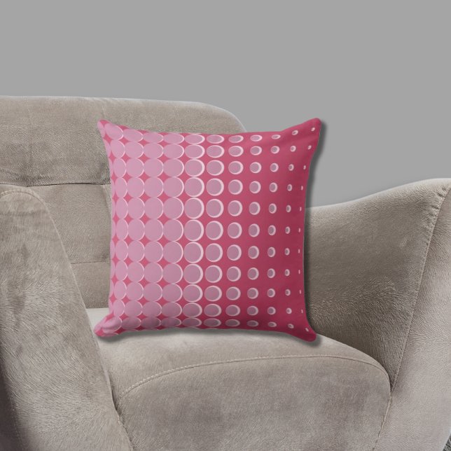 Coussin Points demi-teintes roses modernes (Pink Halftone Pattern)