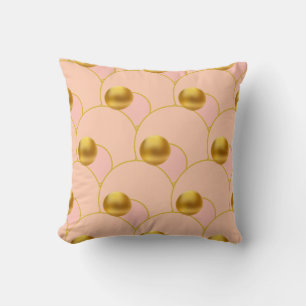 Coussin Points dorés sur cercles roses