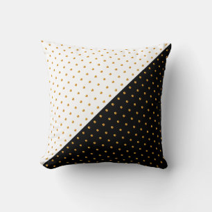 Coussin Points dorés sur fond noir et blanc
