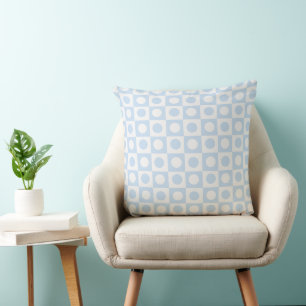 Coussin Points et Carré Pastel Blue Checked